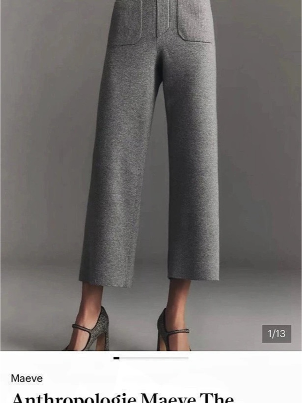 Mae60 The Colette Sweater Knit Crop Wide-Leg Pants Gray Small